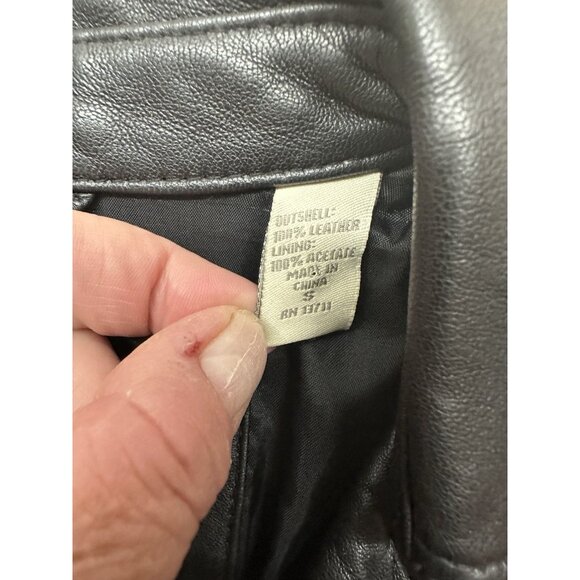 Valerie Steven’s Women’s Leather Zip Jacket S black Moto Grunge Goth Short - Picture 2 of 7